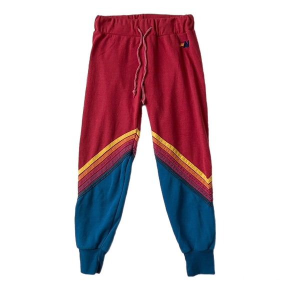 Aviator Nation Sweatpants Red Blue Rainbow Stripe Joggers Women's Size XS - Picture 2 of 7